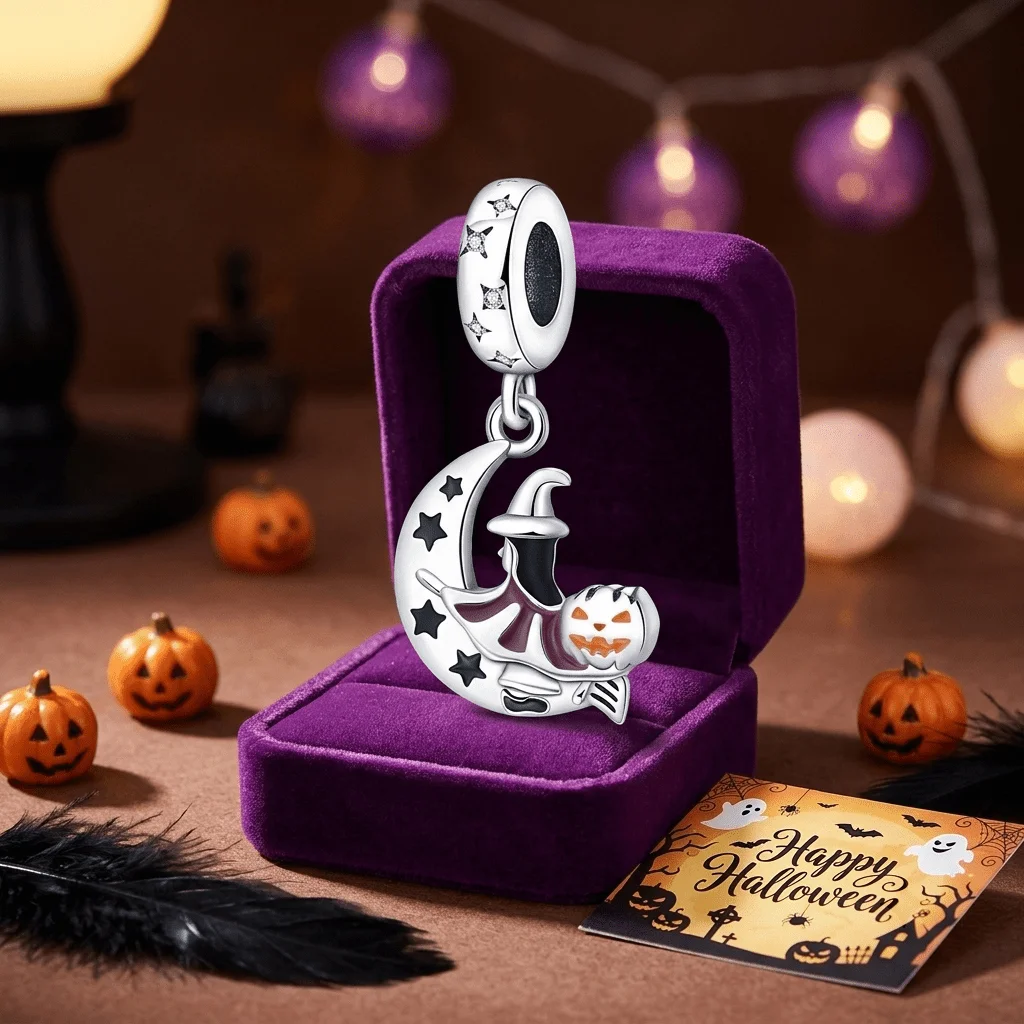 ハロウィン S925 スターリングシルバーペンダントビーズオリジナルブレスレット DIY チャームフェスティバル高級ジュエリー女性用ビーズギフト 1