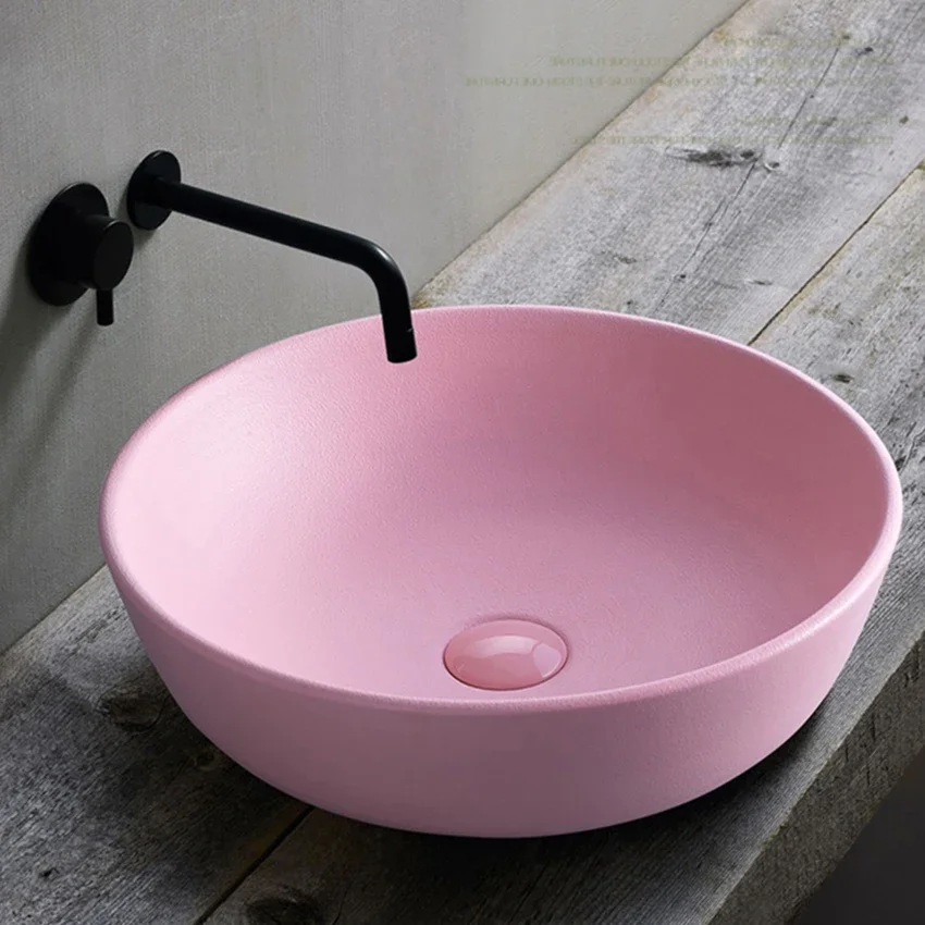 Dp1113 Bathroom Ceramic Countertop Wash Basin Single Basin Household Balcony Art Wash Basin Circular Wash Basin Diameter 42cm