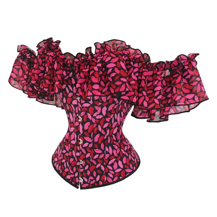 

Новое атласное кружевное нижнее белье с красными губами и кружевной отделкой, женское нижнее белье для похудения, универсальный топ из полиэстера на четыре сезона