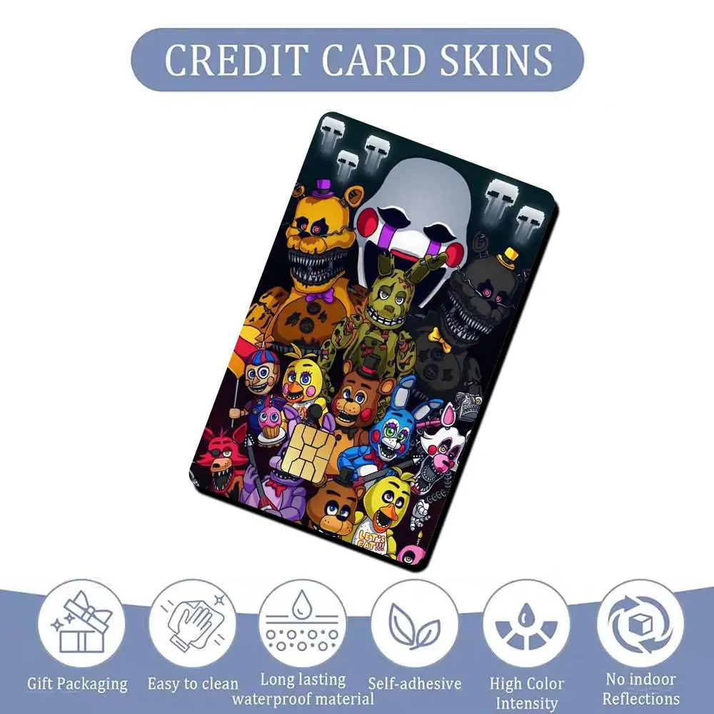 F-Freddy Horror Game Five Nights Card Stickers for Bank Access Protective Waterproof Film Cover