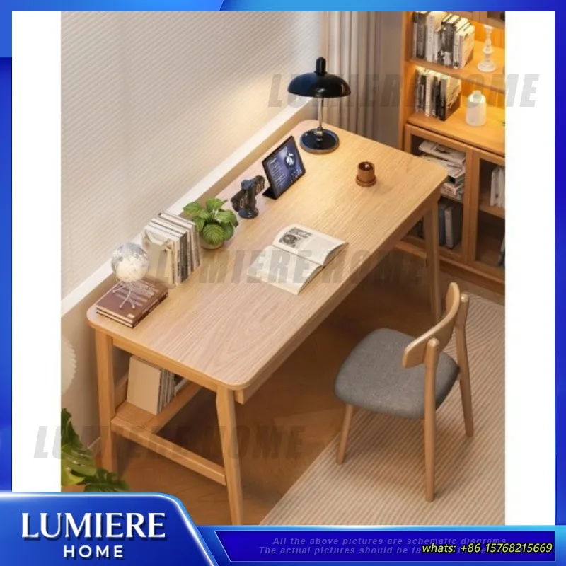 Solid Wood Desk for Home Office Study Work Small Space Computer Table Narrow Writing Desk for Bedroom Student Adult