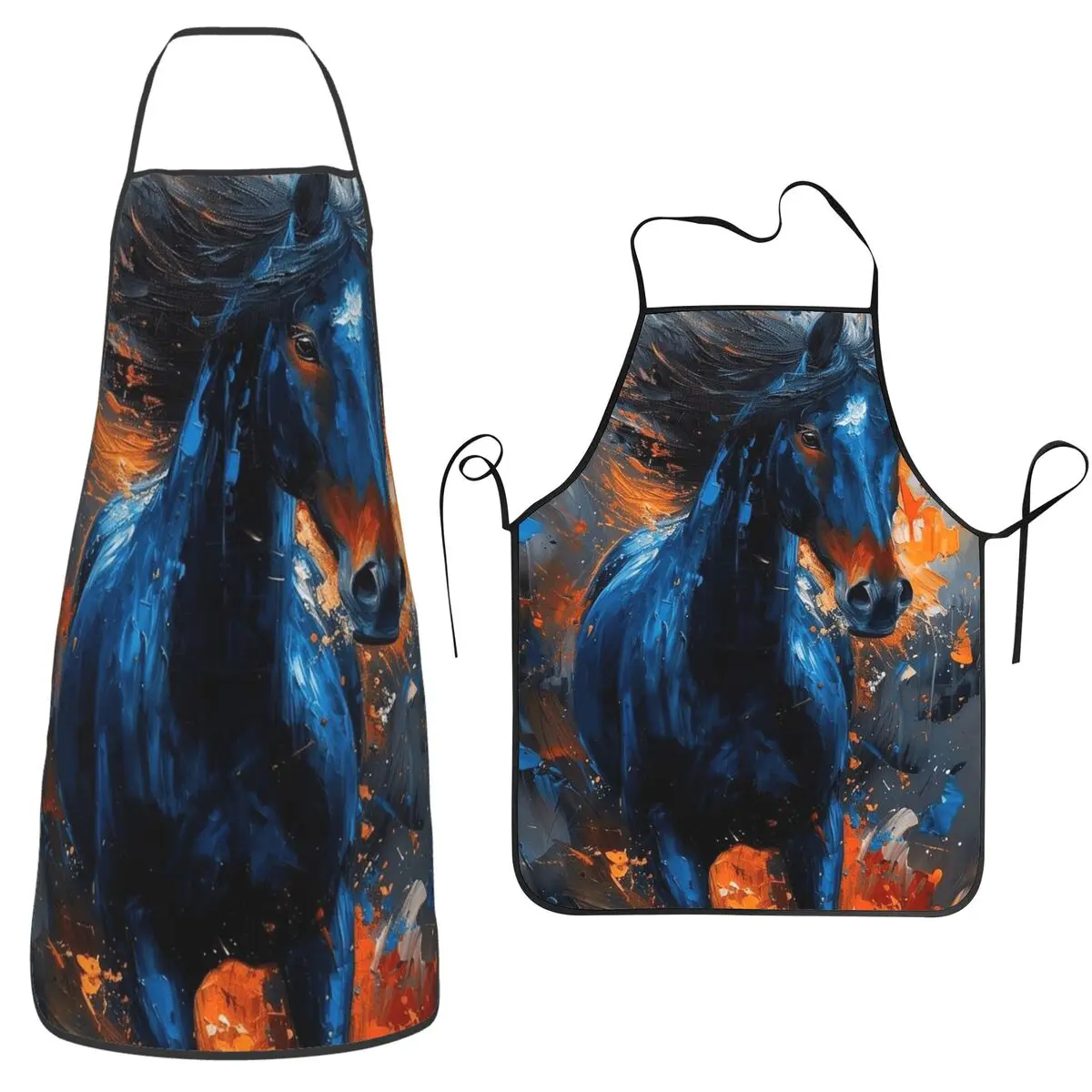 Wild Horse Oil Painting Colour Aprons Chef Cooking Tablier Sleeveless Bib Kitchen Cleaning Pinafore for Women Men Painting