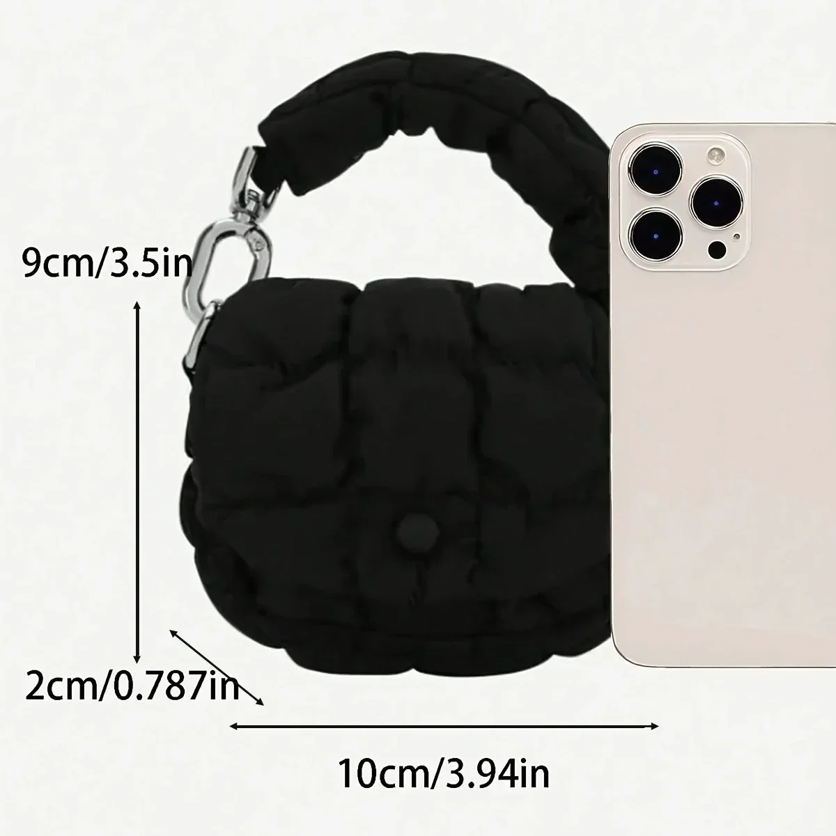 Mini Bag Edgy Black Mini Cloud Waist Pack Lightweight Solid Secure Button Closure with Decorative Coin Purse and Headphone Bag
