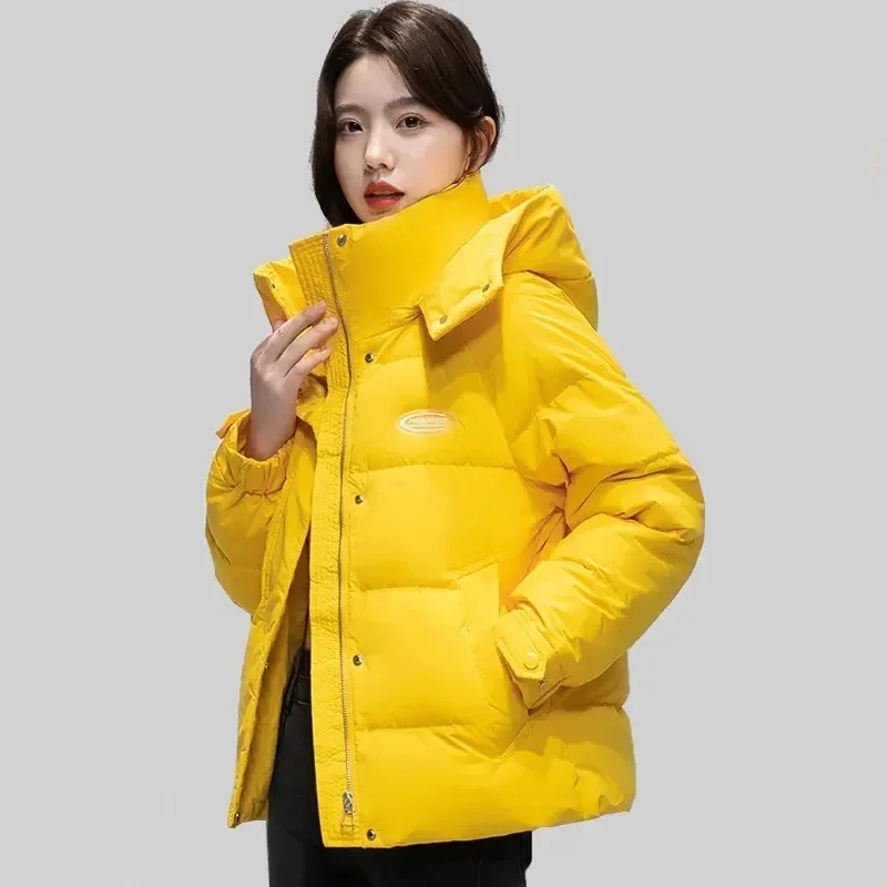 2024 Winter New Coat Women\'s Casual Clothing Lady Down cotton Short Hooded Jacket Female Thicken Loose Warm Parkas Outerwear Top