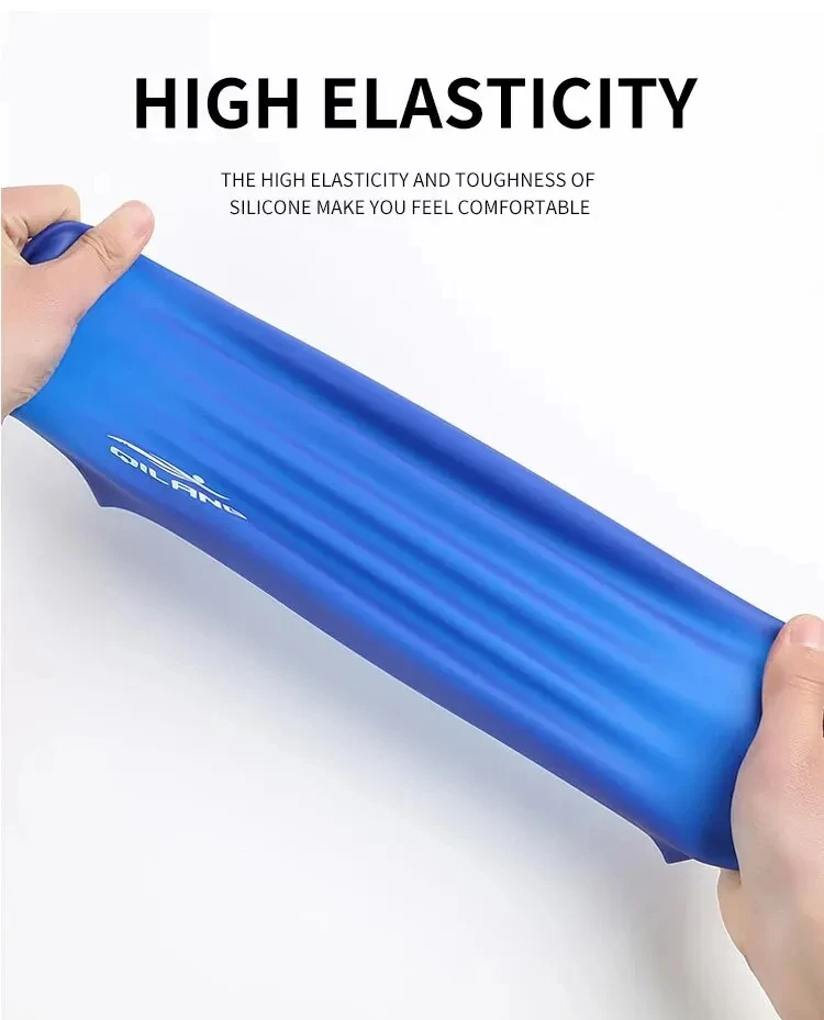 Silicone swim caps Swim Cap Adult Silicone Waterproof Unisex Solid Color Pool Diving Cap Long Hair