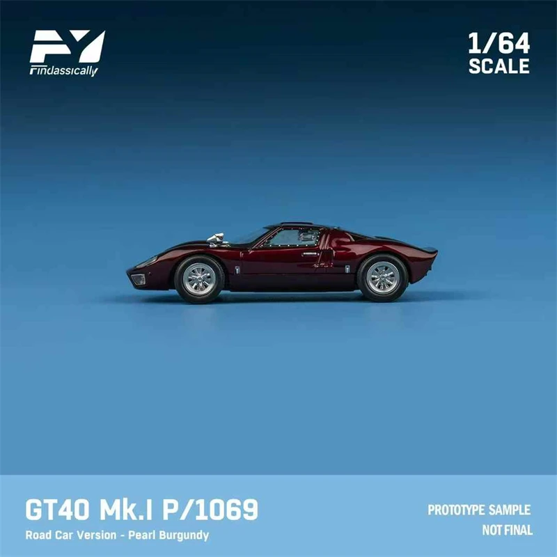 Findclassically 1:64 GT40 Mk.I P1069 نسخة سيارة الطريق لؤلؤة عنابي / AMK 940F أصفر رقم 98 Limited500 نموذج سيارة مصنوع من خليط معدني