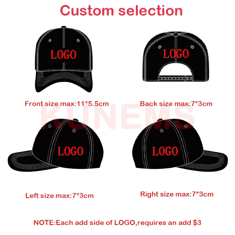 KUNEMS Custom Five-panel Baseball Cap Design Your Own Hats Adjustable Caps Relaxed Fit for Man Woman Wholesale Custom Sun Hats