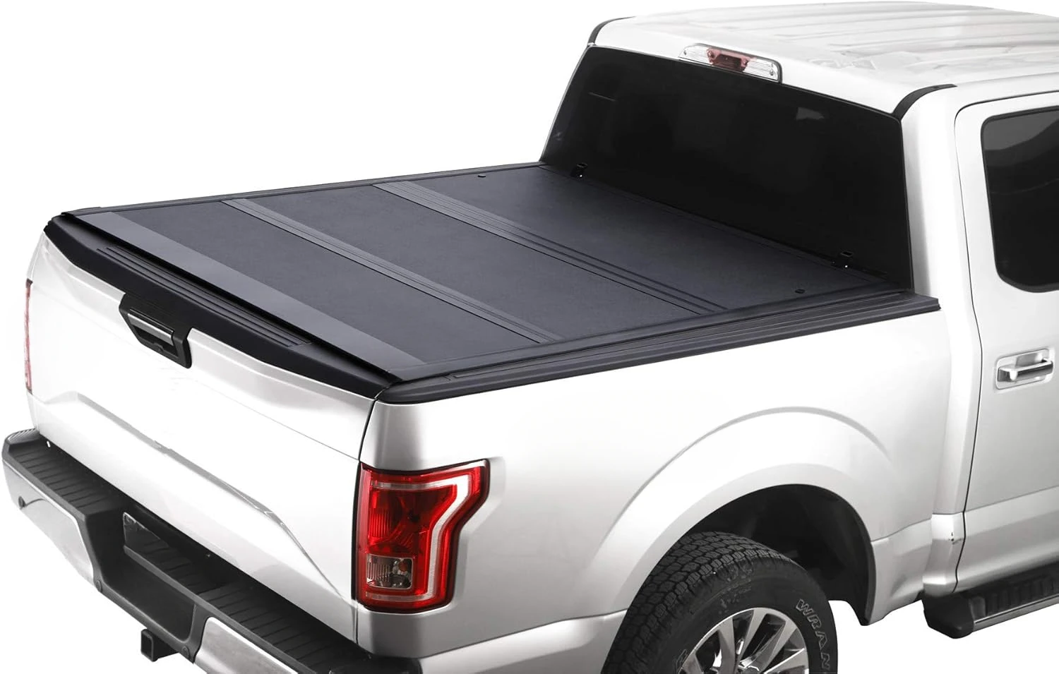 Low Profile Hard Folding Truck Bed Tonneau Cover, Compatible with 2015-2024 F150 Pickup 5.6 Ft Bed