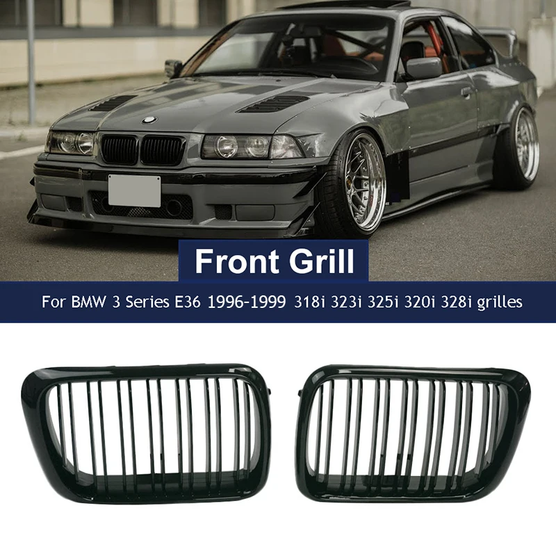 

Передний бампер автомобиля и гоночная решетка, подходит для BMW E36 LCI 1996-1999 M3, глянцевая черная передняя решетка с двойной самолетом