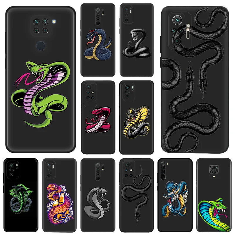 Matte Phone Cases For Redmi 9 9A 9C 9T K40 K60 A3 A2 A1 Plus Note 9s 8T 7 8 Pro A3X Snake Green Cobra Python Black Soft Cover