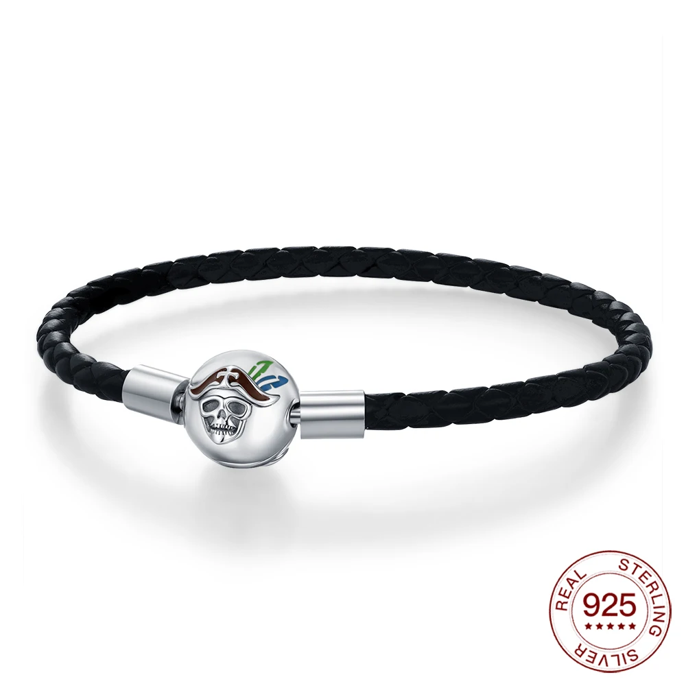 

Браслет из стерлингового серебра 925 пробы 925, круглый пиратский кожаный браслет из веревки для женщин, оригинальные очаровательные бусины, ювелирные изделия, подарки для любви