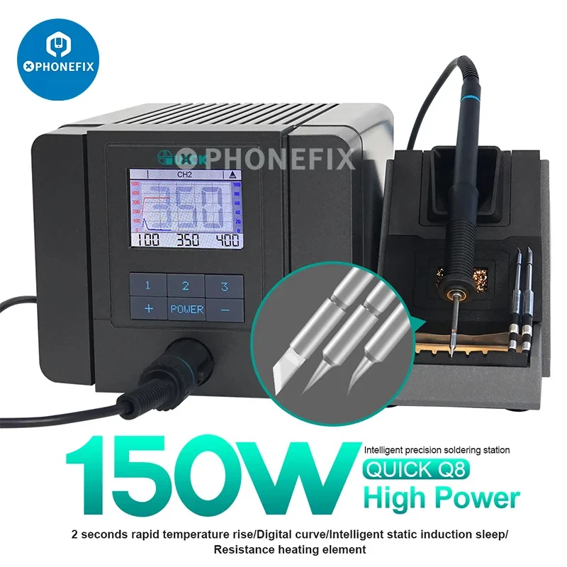 

Quick Q8 150W Soldering Station Intelligent Electric Iron For Phone Motherboard Flying Lead Desoldering PCB Chips Welding Repair