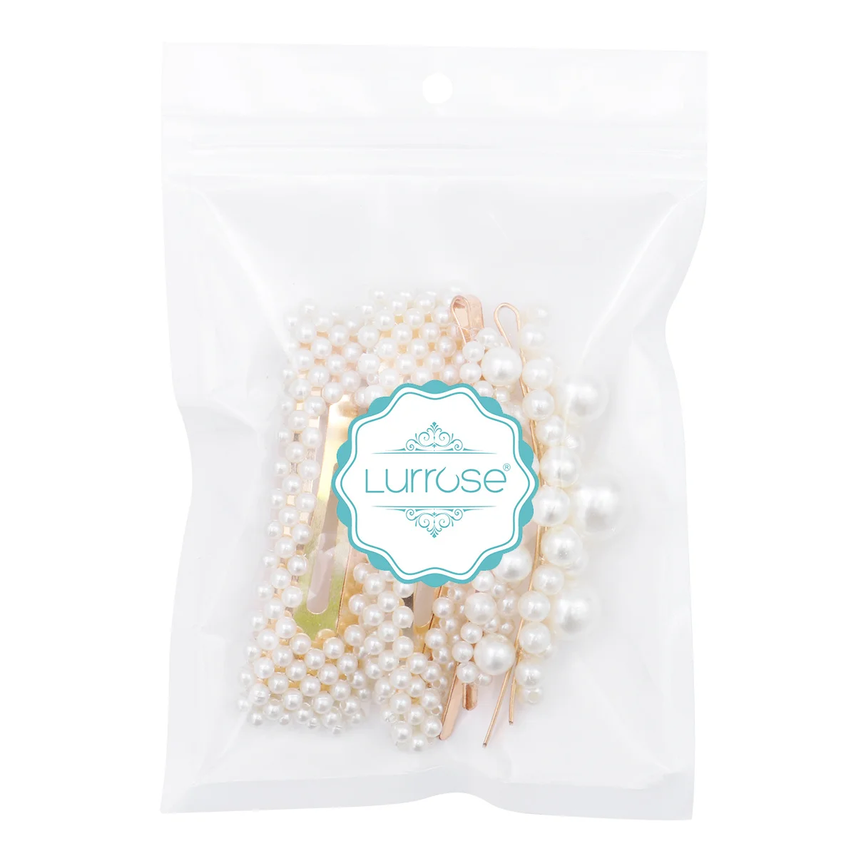 4 قطع من مشابك الشعر ذات الحافة اللؤلؤية دبابيس شعر مصنوعة من خليط معدني لحفلات الزفاف ومشابك عصرية يومية للنساء مشبك شعر من خليط معدني #3