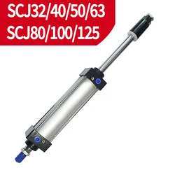 SCJ32 40 50 63 80 100 125mm Bore Adjustable Stroke Aluminum Alloy Double Acting Piston Tools Standard Air Pneumatic Cylinder