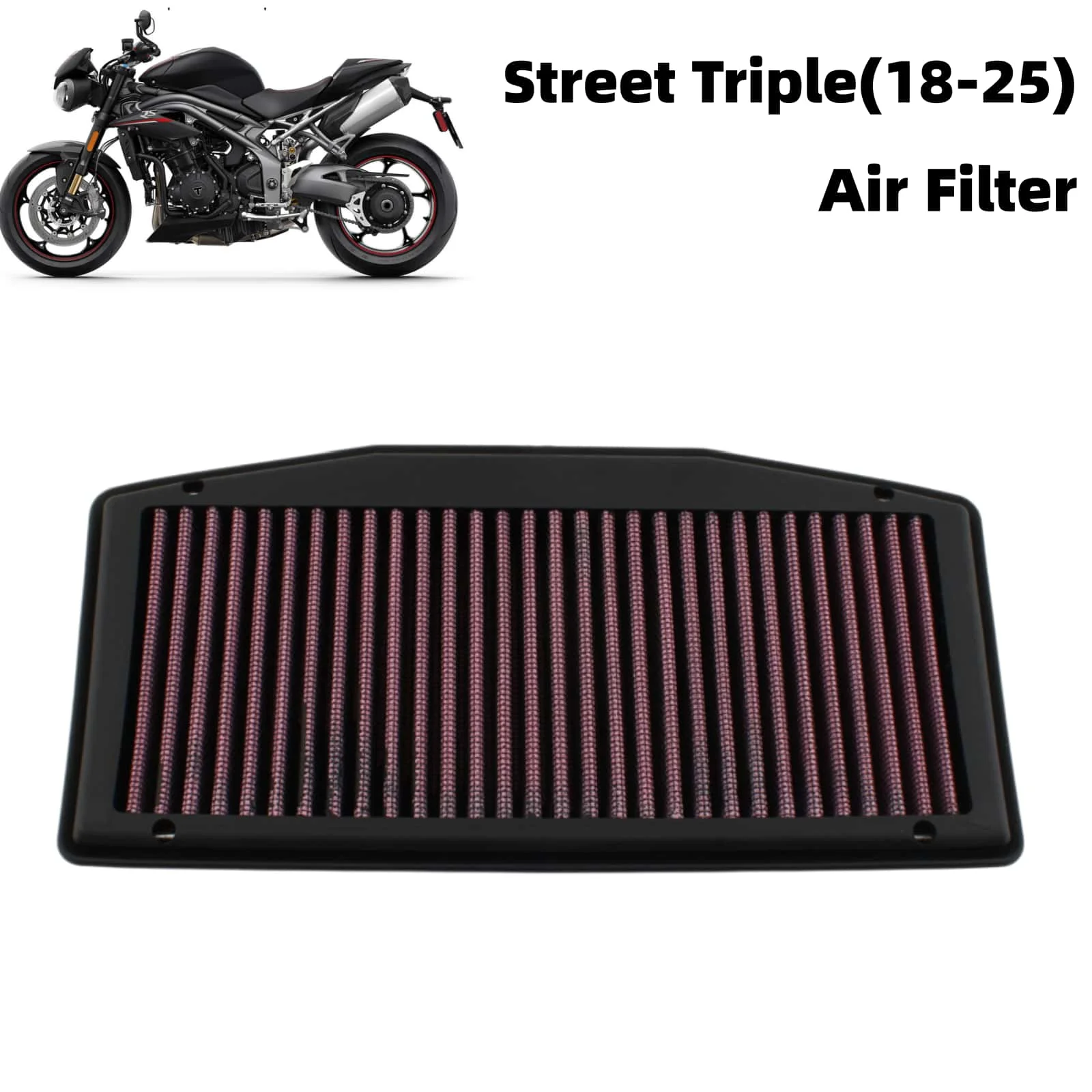 

Motorcycle Intake Cleaner Air Filter Moto Accessorie FOR Triumph Street Triple 765 RS R LRH Low S Edition 2018-2025 Edition