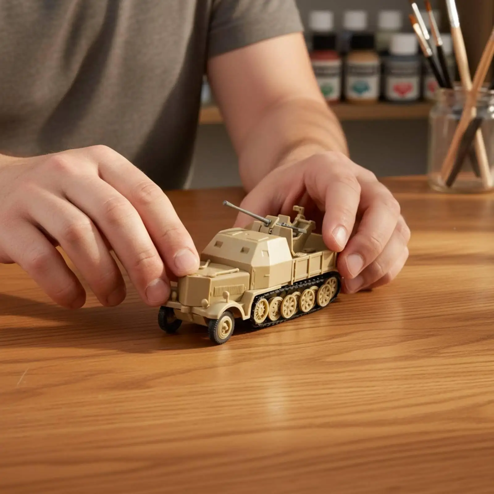 Quick Build Plastic Armored Support Vehicle Toy with Removable Engine Cover for History Buffs
