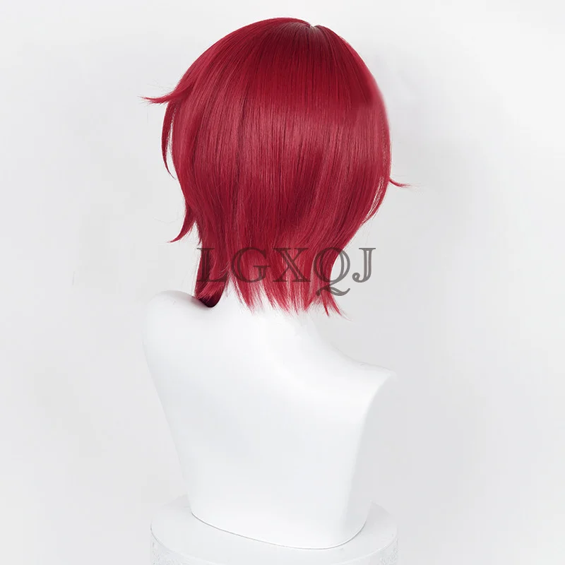 High Quality ES Sakasaki Natsume Cosplay Wig Game  Anime Cosplay Wigs Scalp Dark Red Heat Resistant Synthetic Wig