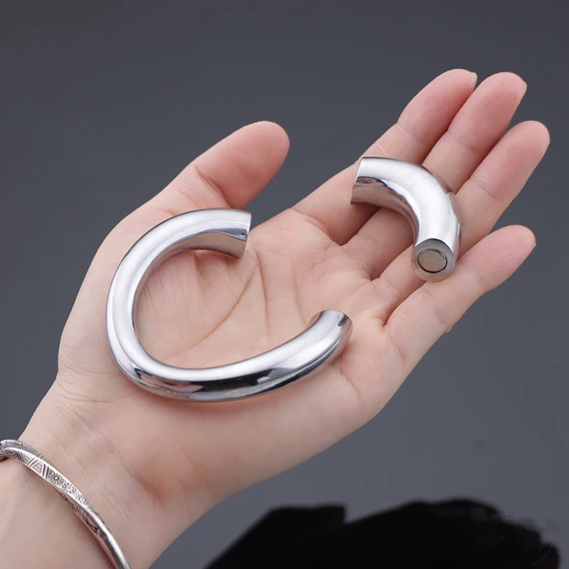 2023 Metal Penis Dick Lock Ring Arc Male Magnetic Cock Ring On Penis Heavy Cbt Cockring Adults Delay Ejaculation Sex Toy Men 18+