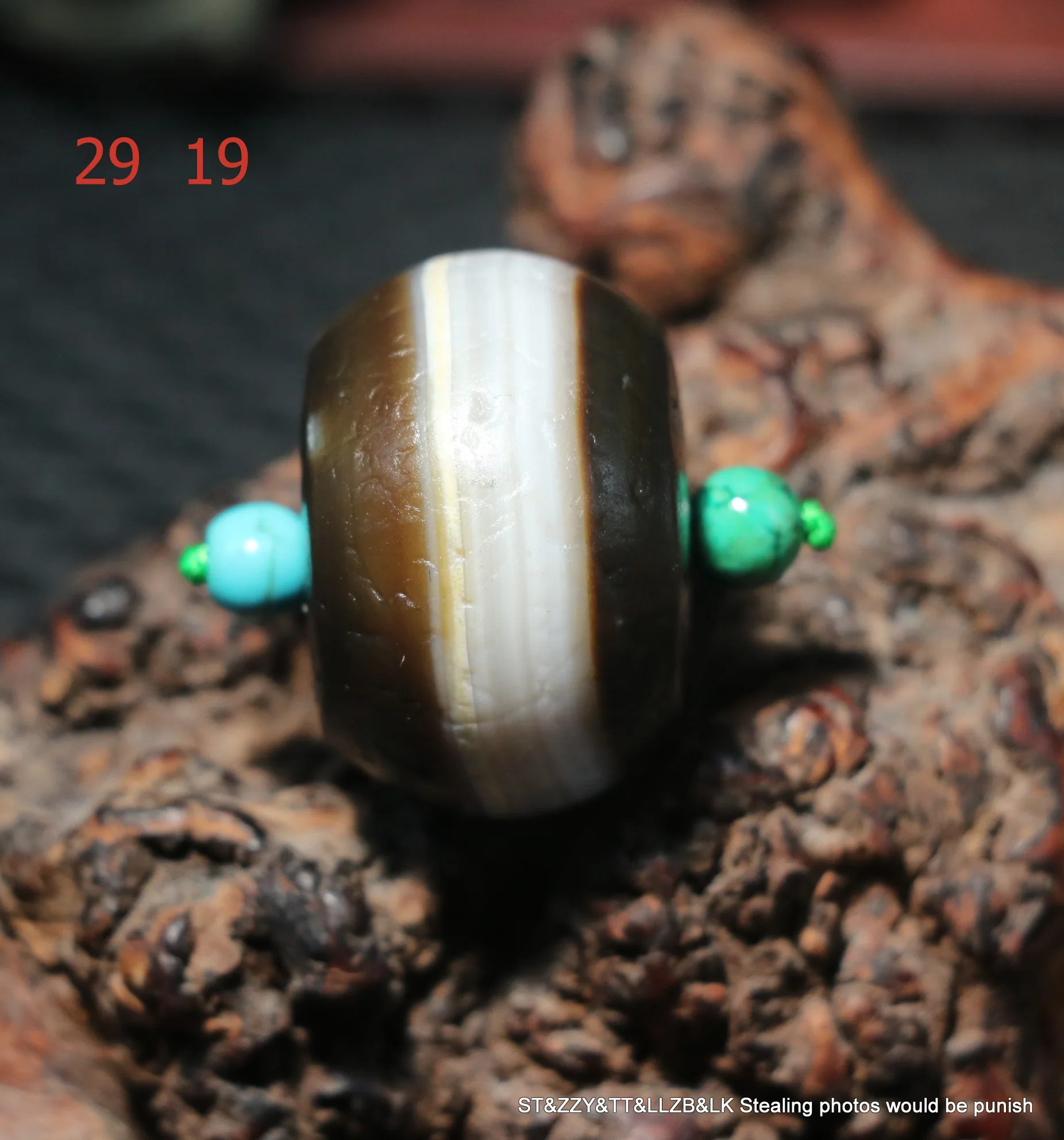 Unique Energy Tibetan Top Old Agate 1 Wide Line Healer Abacus S dZi Bead Pendant TIMESTOWN