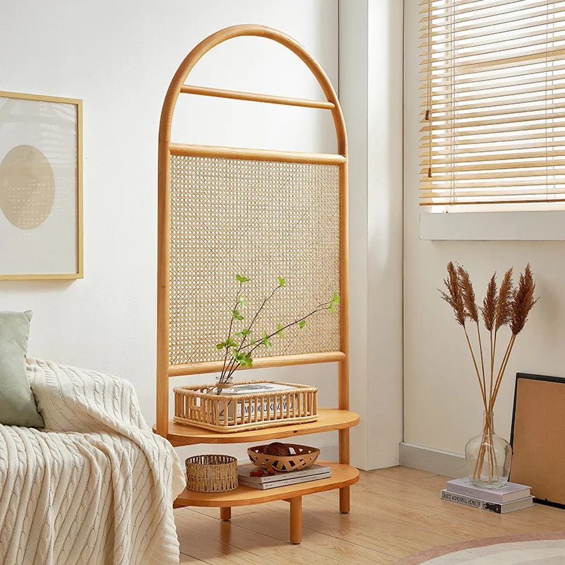 screen partition Chinese living room bedroom shelter household Japanese simple solid wood seat screen shelf decorative rack
