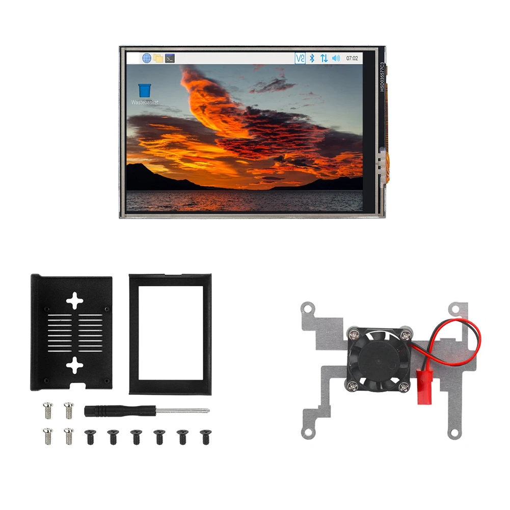 A26Z 3.5 Inch Touch Screen for 480x320 TFT LCD SPI Interface 50 FPS Module with Metal Case+Heat Sink for RPI4B