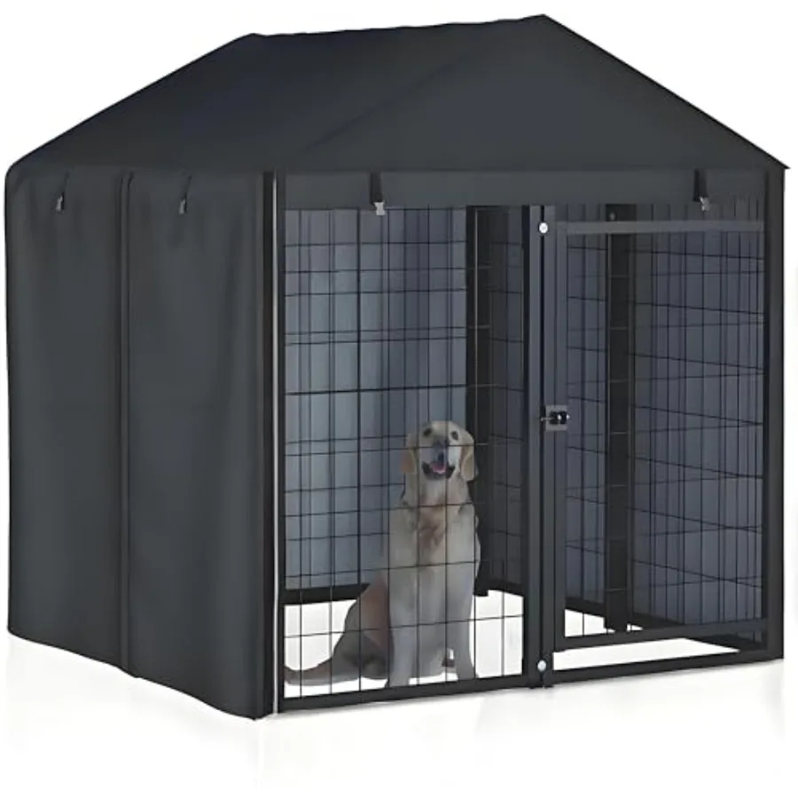 

Outdoor Dog Kennel Cover Full Coverage for 4'Dx4.3'Wx4.5'H Dog Cages 600D Heavy Duty Waterproof Large Dog Kennel Cover Cover On