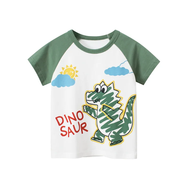 2024 Summer Children Boy Short Sleeve Graphic T-shirts Cartoon Printed Toddler Boy Tops 2-8 Year Kids Baby Boy Tees Clothes