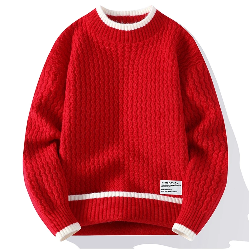 New Men\'s Knitted Stripe Pattern Pullover O-Neck Winter Sweaters Warm Sweater Men Clothing