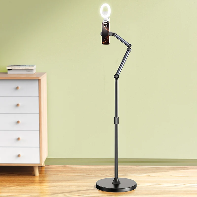 Metal Tablet Holder Stand 360 Degree Rotating Adjustable Flexible For Bedside Floor Phone Tablet Heavy Base