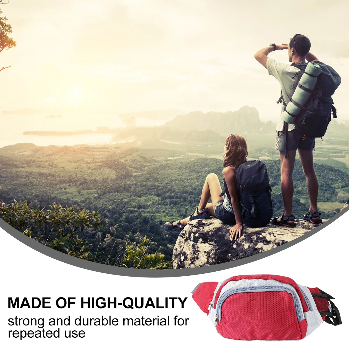 

Sports Waist Bag Waterproof Oxford Cloth Holographic Design For Running Travel Beach Pack Fanny Pack Belt Bag