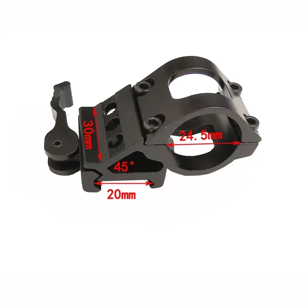 25.4mm QD 45 Degree Offset with 25.4mm/ 30mm Rings Hunting Rifle Flashlight Bracket Clip Mount for 20mm Picatinny Rail Holder