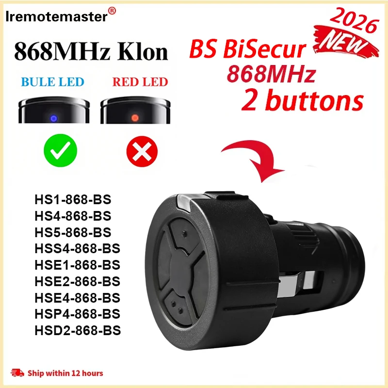 Horman Garage Door Handheld Transmitte for HSE2-868-BS HSE4-868-BS HS1-868-BS Compatible with BS Bisecur 868.3MHz Remote Control