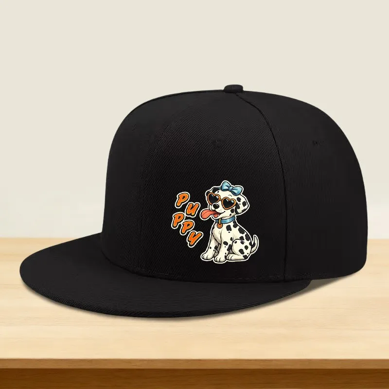 Spotted Dalmatian Puppy Print Flat Brim Cap Unisex Breathable Outdoor Hat for Camping Beach Music Festivals
