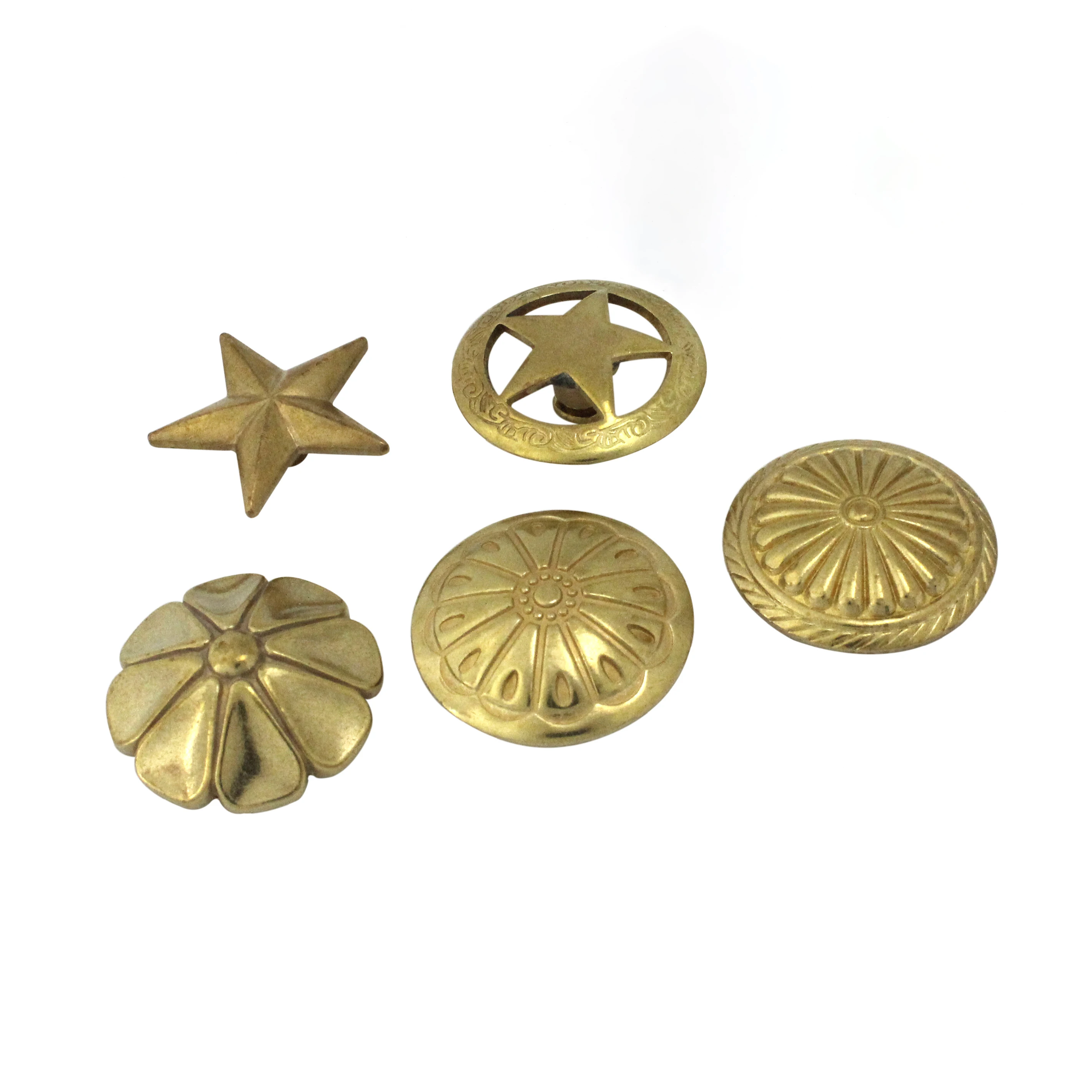 1pcs Brass Screwback Conchos Rivets Flower Star Decorative Buttons for Leather Craft Wallet Bag Saddle Belt Decor