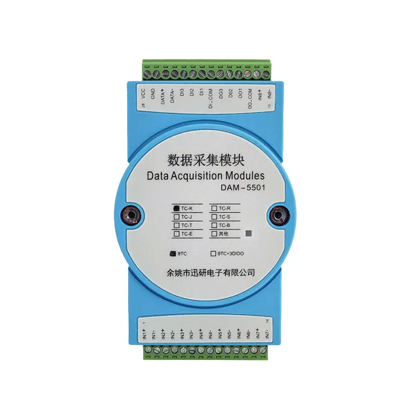 8-channel K-type Thermocouple Temperature Acquisition Input Module Converted to RS485 Modbus Full Channel Isolation DAM5501