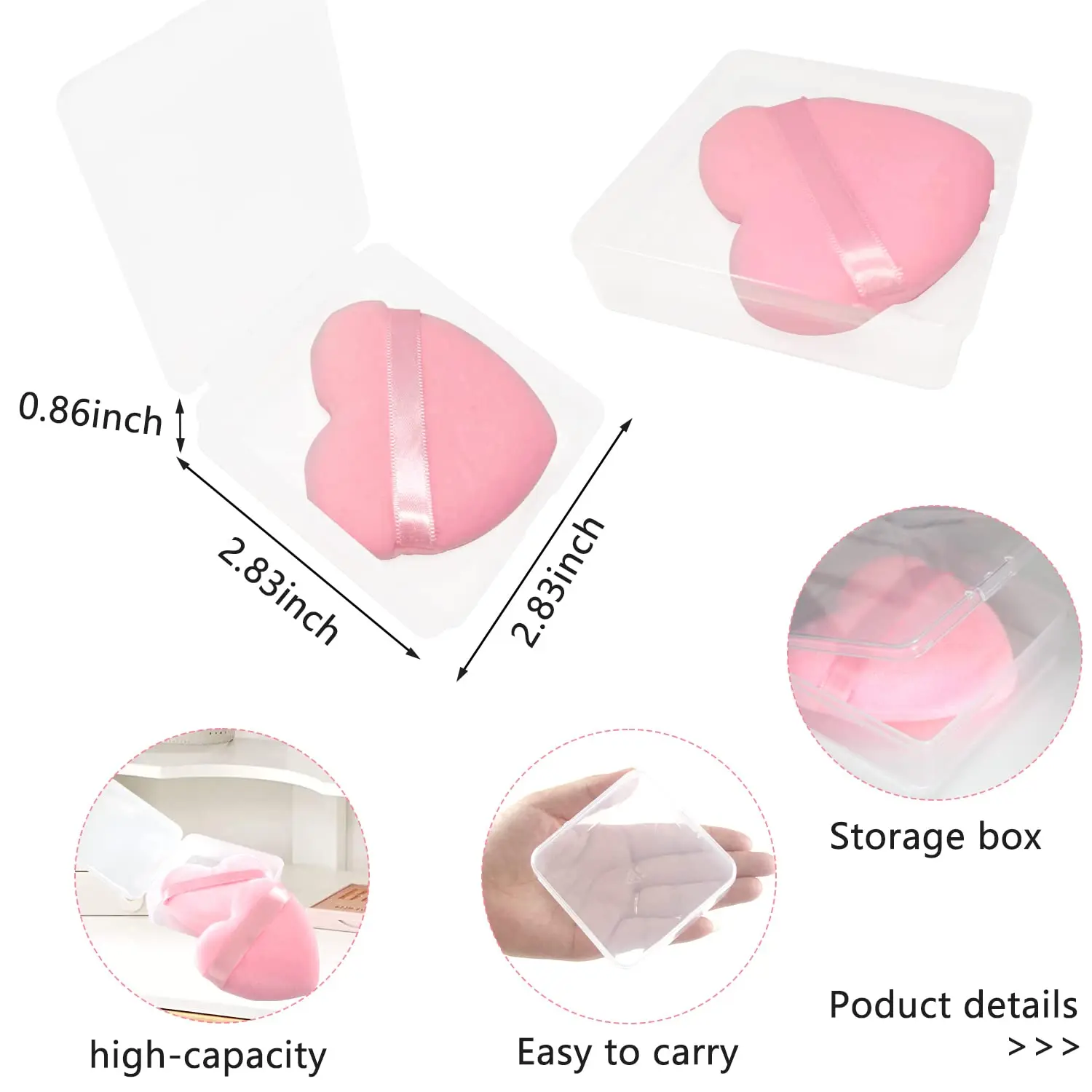 8 pçs forma de coração pó puffs rosto cosméticos pó puff lavável reutilizável macio pelúcia maquiagem fundação esponja para pó solto