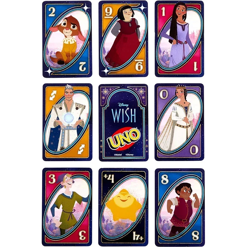 Mattel Games UNO Disney Wish Card Game for Kids, Adults & Game Night with Characters from The Movie & Special Rule