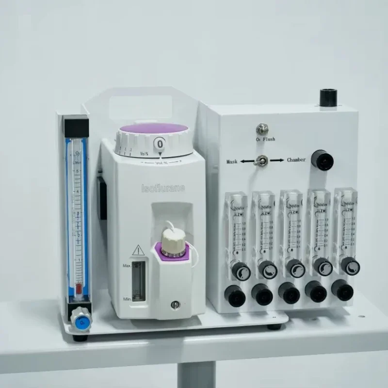 DL8 Pro 5 Channel Lab Anesthesia Machine for Small Animals, Oxygen Flow Meter Included