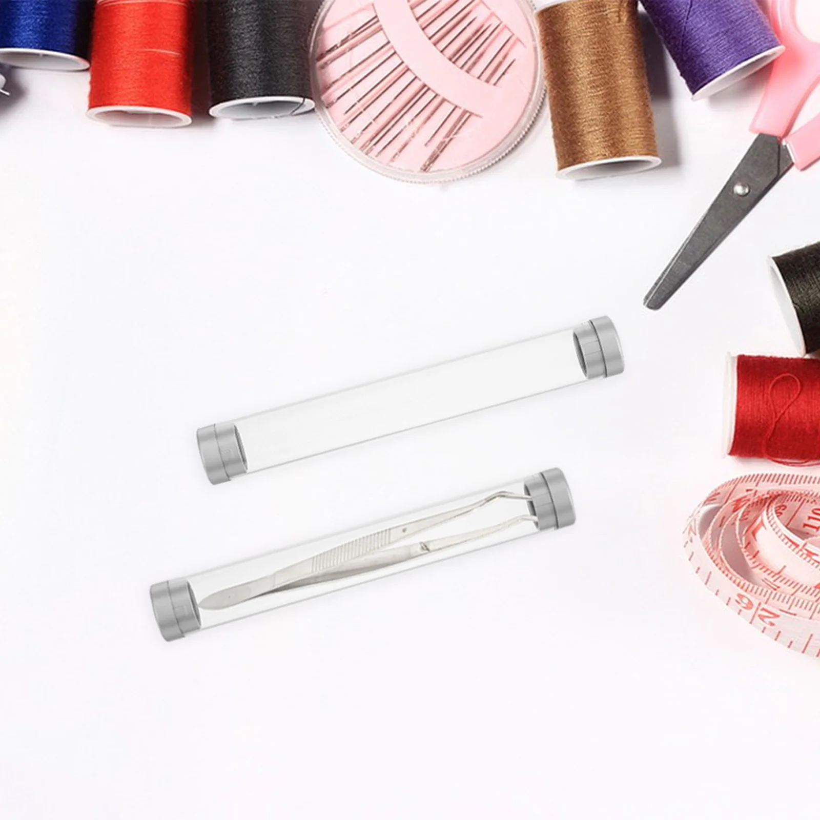 10 pièces de tubes de rangement en plastique transparent, boîte de rangement pour pinces à épiler, boîte de rangement compacte portable pour outils d'extension de cils