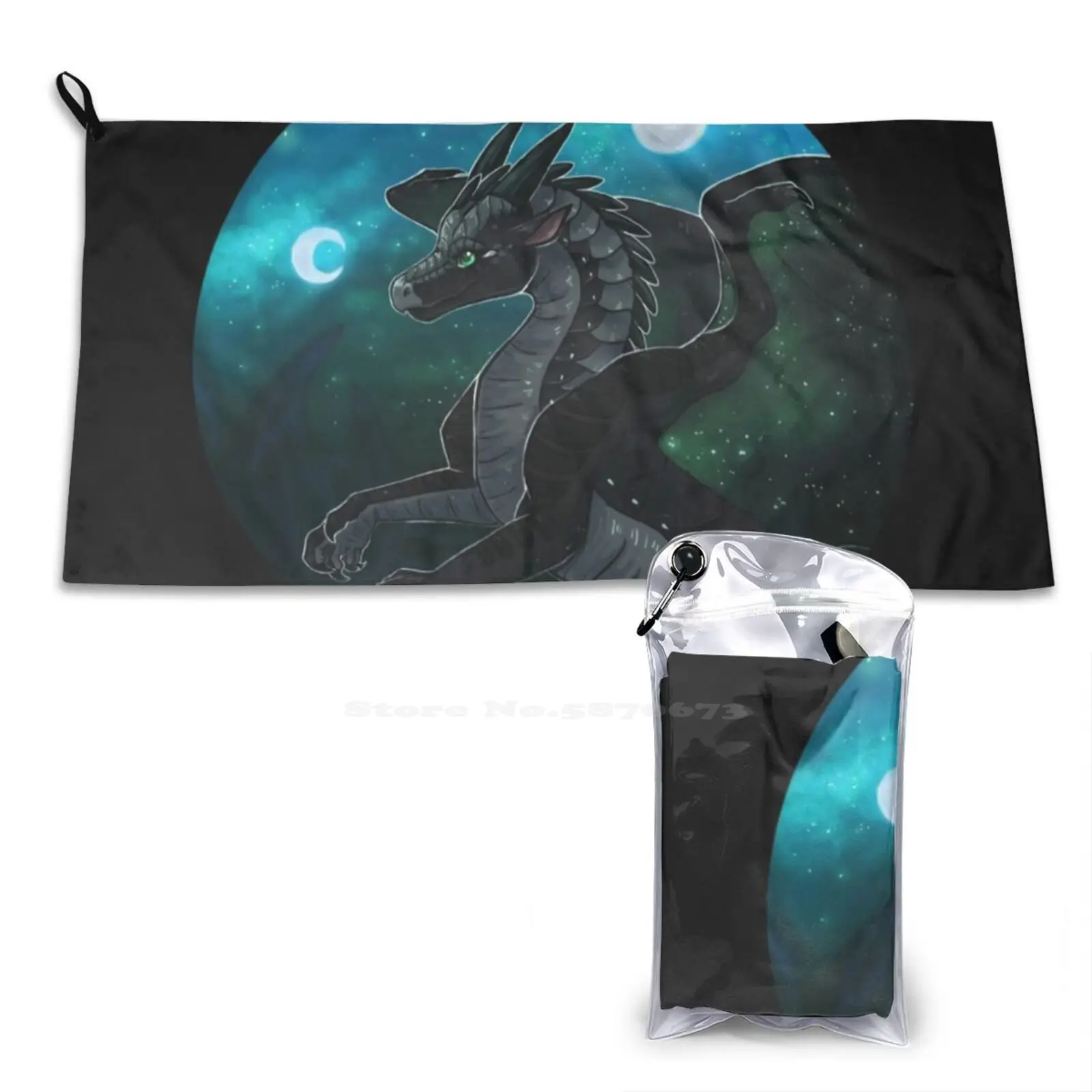 

Of Fire-Moonwatcher Quick Dry Beach Towel Microfiber Bath Towels Black Wings Of Fire Wingsoffire Wof Moonwatcher Moon Rising