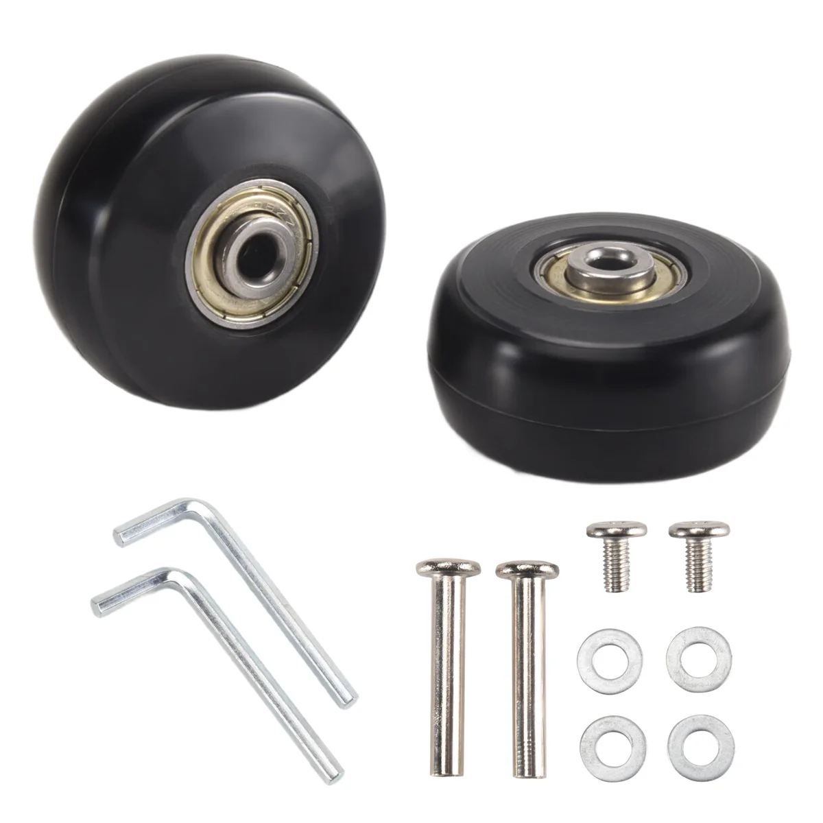 

M21K 50X24mm Set of 2 Luggage Suitcase Replacement Wheels,PU Swivel Caster Wheels Carbon Steel Bearings Repair Kits