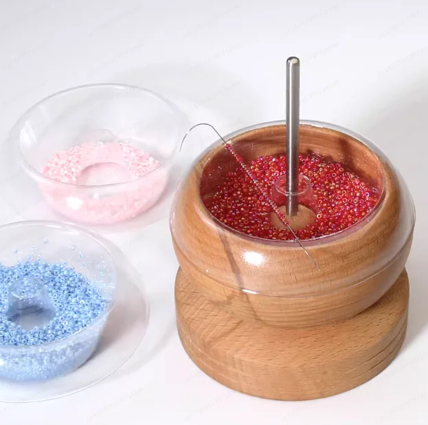 

Brass Bead Threading Tool, Solid Wood Bead Bowl, Rice Bead Flat Sheet Needle Threading Device