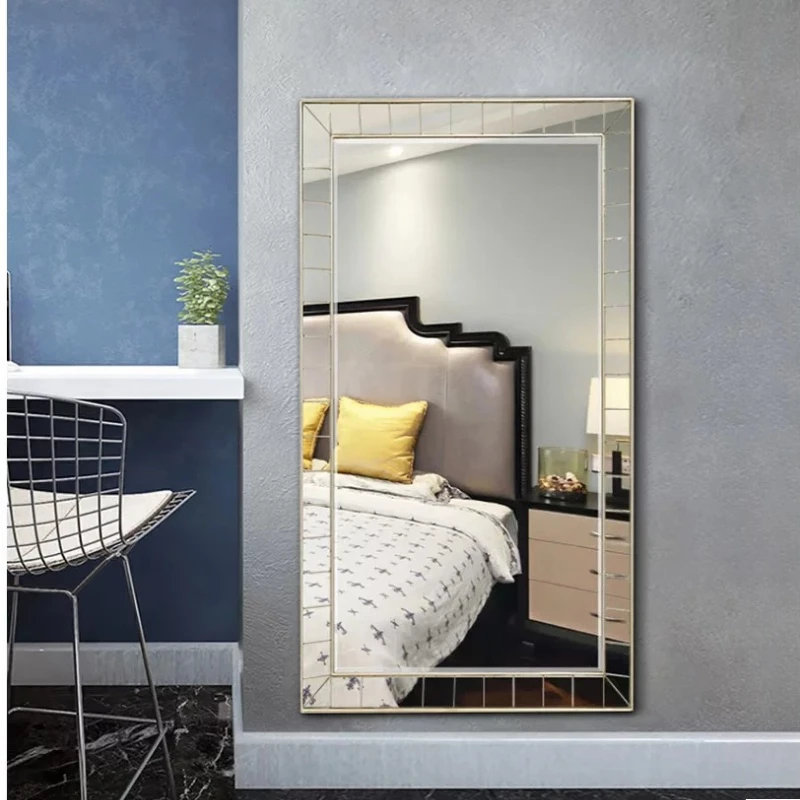 Apartment Nordic Wall Decorative Mirrors Bed Room Princess Square Mirrors Full Body Gold French Specchio Home Decorations
