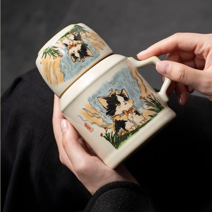 Creative Imitation Thermos, Ru Kiln, Cute Cat, Small Warm Pot, Ceramic Teapot, Stew Pot, Home Thermos Cup