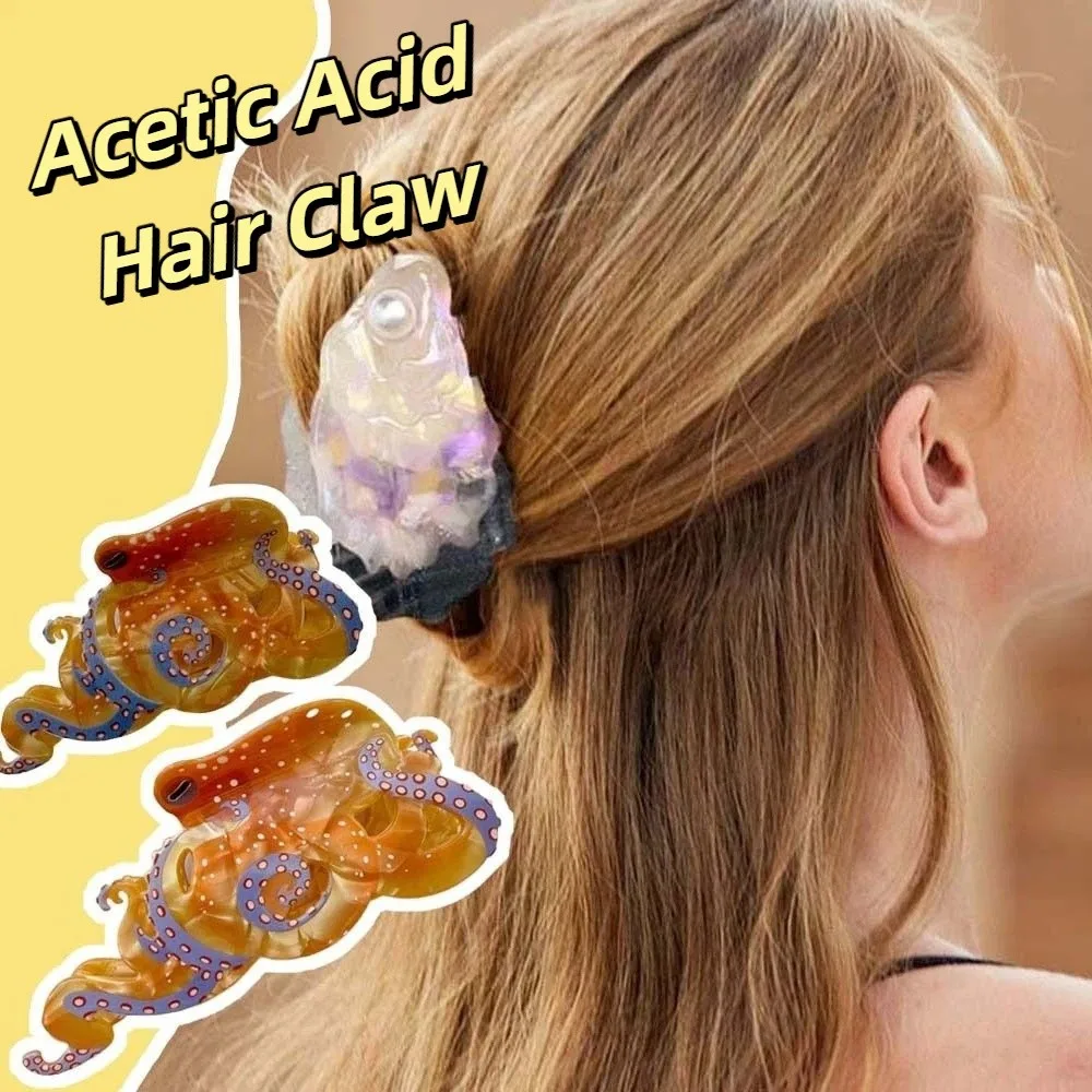 

Простая и милая заколка-краб из акрила в корейском стиле, с бусинами, для пляжного отдыха, заколка-краб для волос, украшение для волос на отпуск