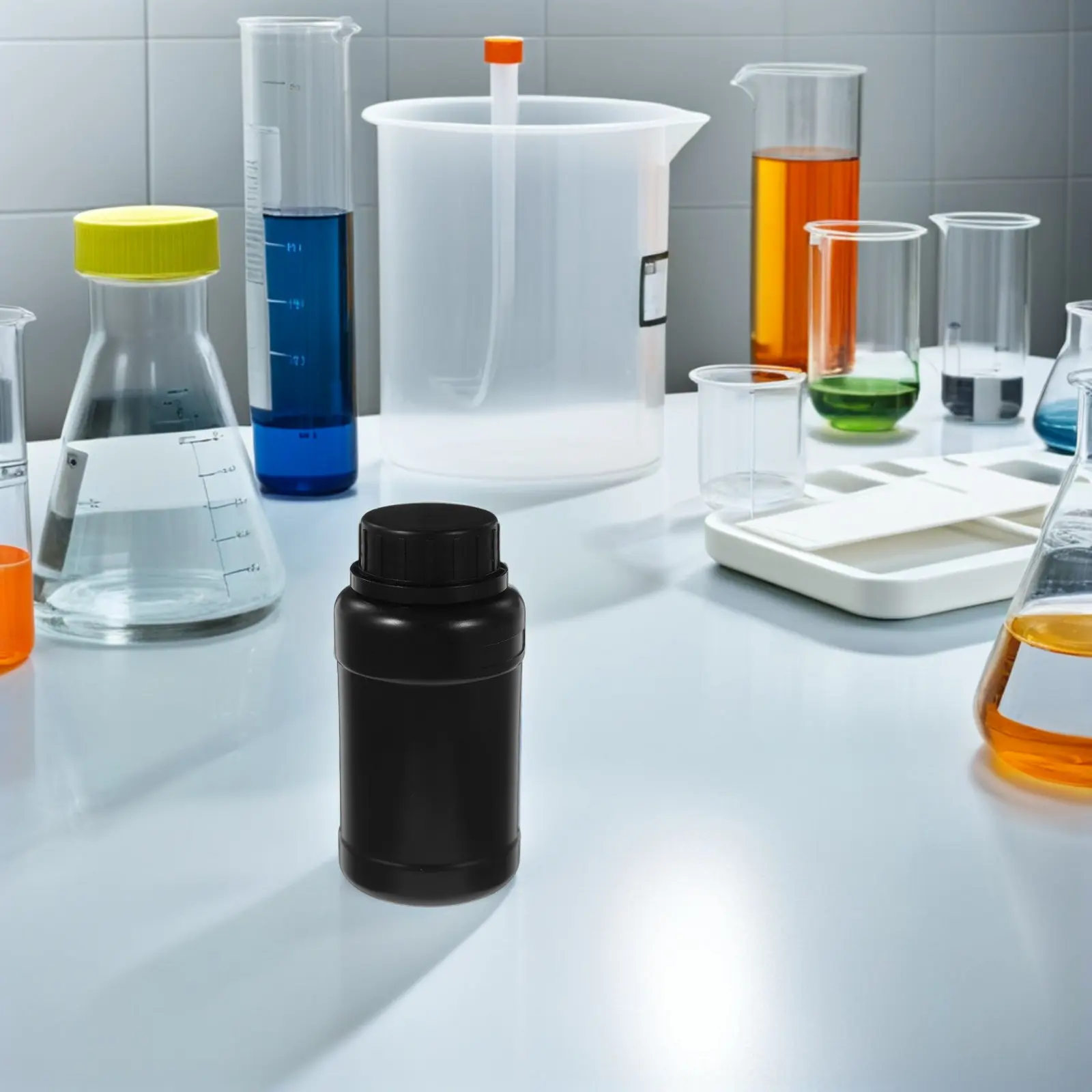 12Pcs 250Ml Wide Mouth Plastic Lab Bottles Laboratory Grade Chemical Container Reagent Storage Bottle with Tight Seal Screw Cap