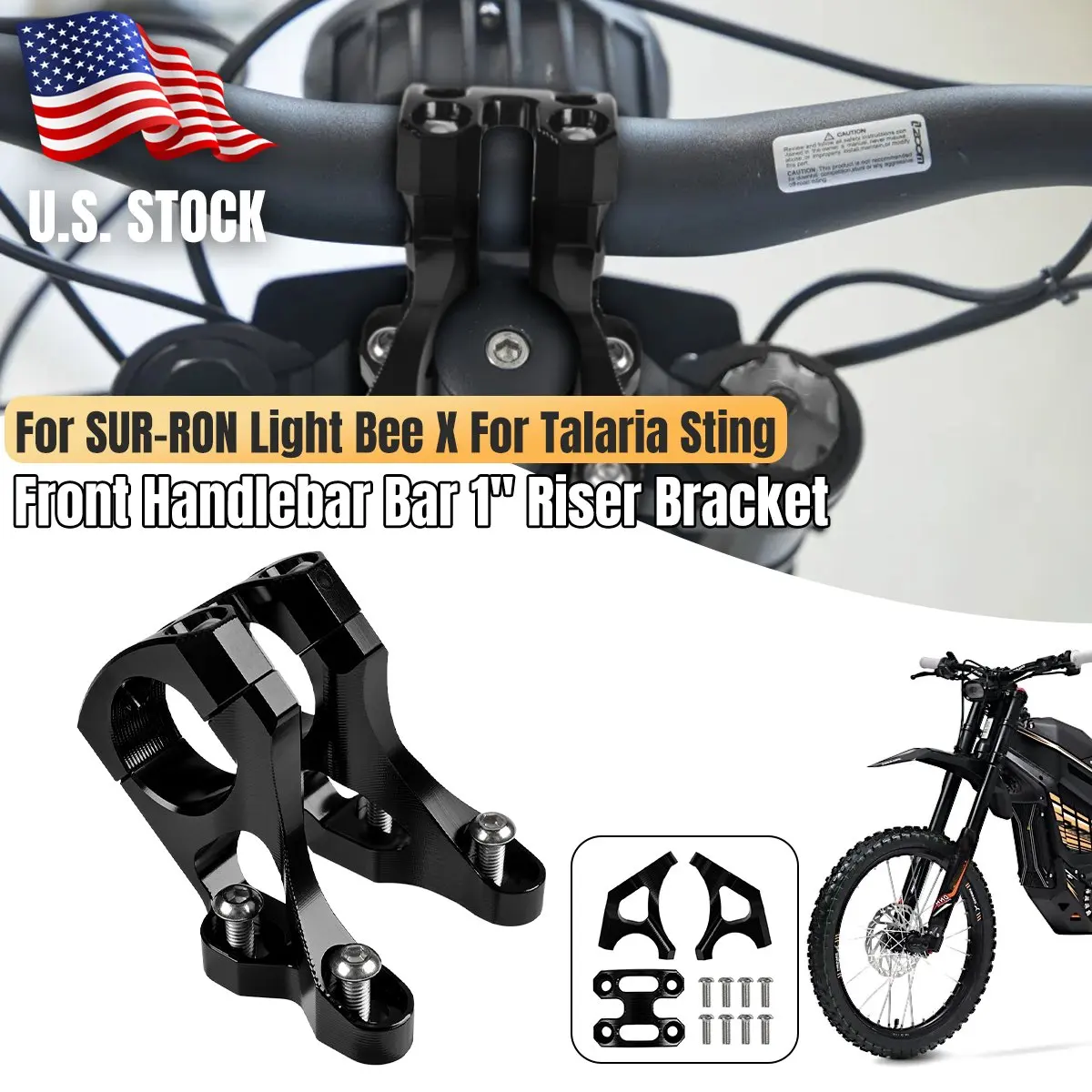 

Motorcycles Front Handlebar Bar 1" Riser Bracket Protection Black For SUR-RON Light Bee X For Talaria Sting All Year