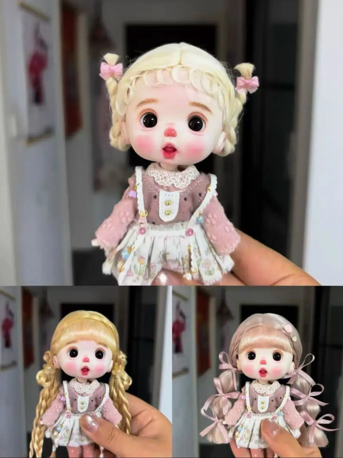 

Hair for doll OB11 hard head shell wig 5-6" hair, 14cm circumference BJD doll mohair free shipping