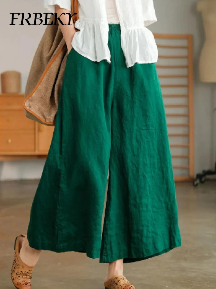 Pantalones de pierna ancha de nueve puntos para mujer, Pantalones rectos de calle sueltos e informales, pantalones de gran tamaño, ropa de calle de moda coreana, Verano