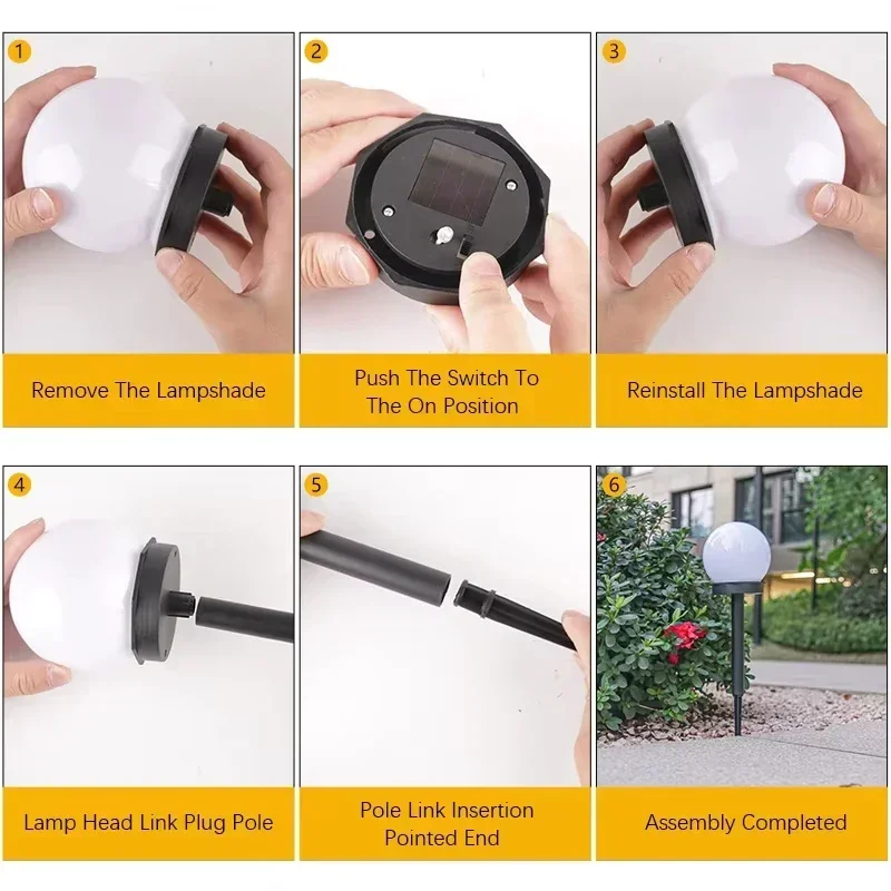 LED étanche boule solaire pelouse lumière extérieure jardin prise de terre lampe paysage voie éclairage pour Patio Villa allée décor